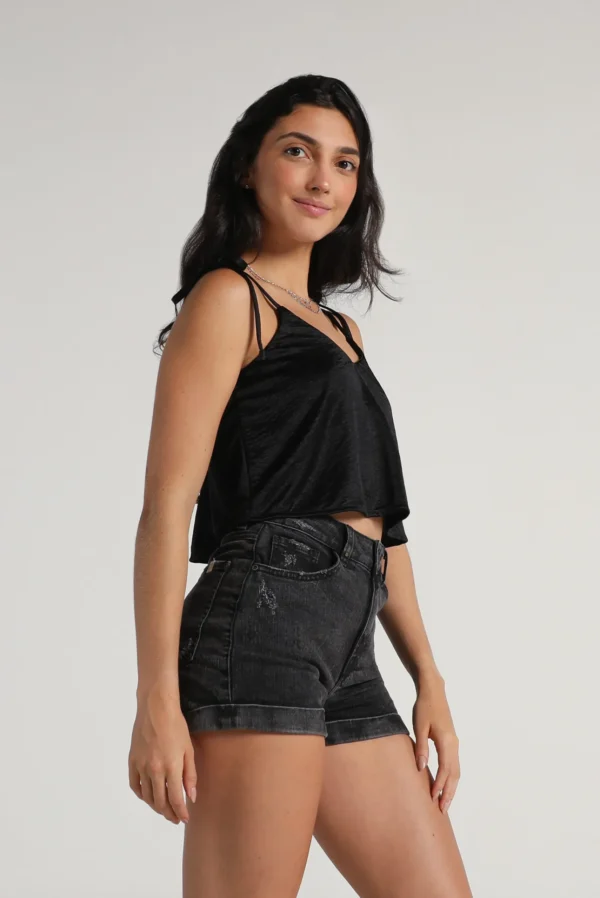 Top Tiras Negro Brillo