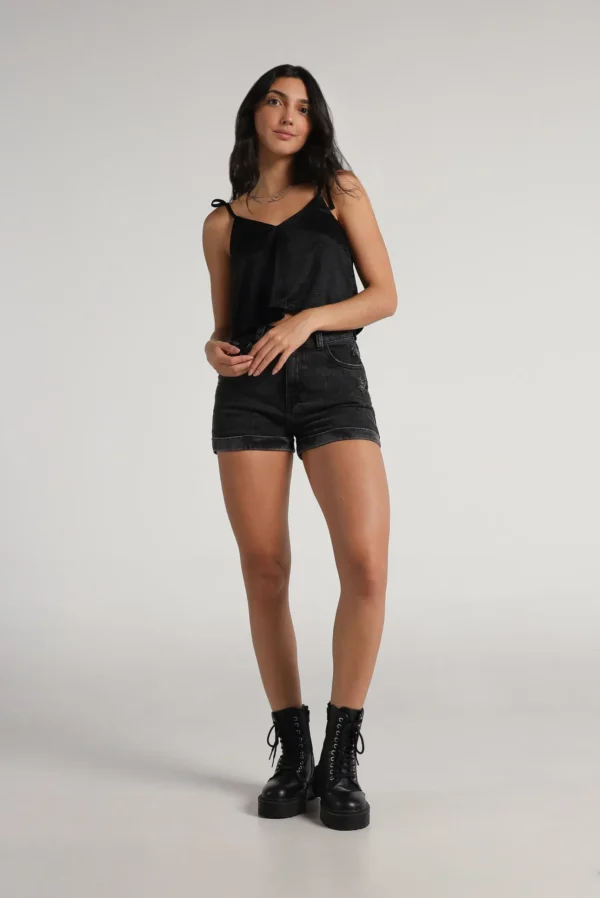 Top Tiras Negro Brillo
