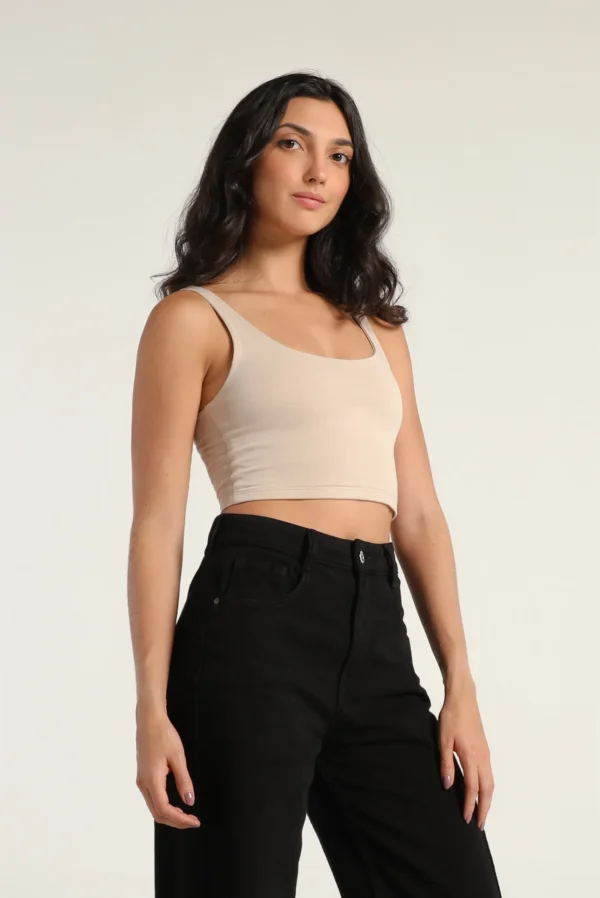 Top Tiras Beige Básico