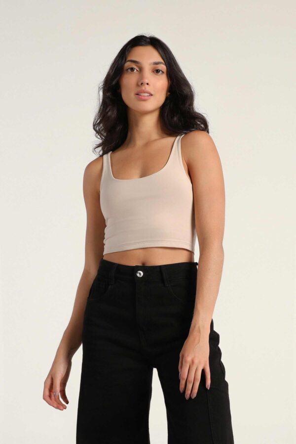 Top Tiras Beige Básico